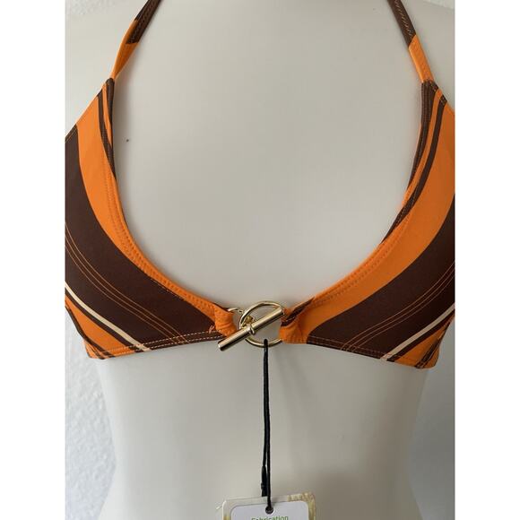 Bamba Swim Bikini Top Striped Tangerine Cacao Atlas Swimwear NWT - Picture 4 of 9